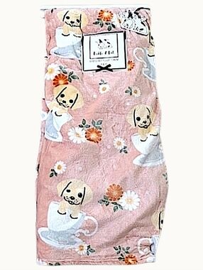 Pickle and Dot Puppy In A Tea Cup 60" x 70" Plush Throw